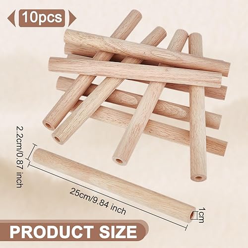 OLYCRAFT 8Pcs Bâtons Bois Creux en Bois D'Hévéa Tige de Goujon en Bois de 30x2.5cm avec Trou de 1cm Tiges de Bois D'Hévéa Non Finies Tiges Rondes en Bois Naturel pour Projets D'Artisanat Bricolage - Nail Gallerys
