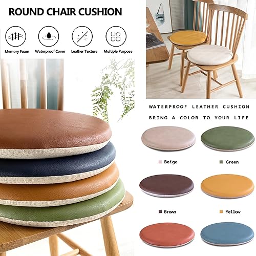 ZIBENE Galette De Chaise Ronde 35cm Lot De 6, Coussins De Chaise D'Intã Rieur, Coussin Chaises Cuisine Scandinave Anti Taches Facile à Nettoyer, Galette Chaises Cuir Salle à Manger pour L'éTé Noir - Nail Gallerys