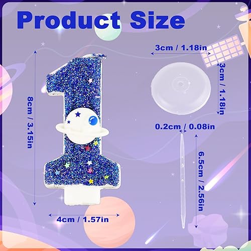 Tinoaly Bougie Numéro 1 Espace, Brillante Bougie Astronaute Vaisseau 1er Anniversaire avec Bâton et Plateau Décoration Gâteau Galaxie pour Anniversaire Garçon Première Fête Thème Univers - Nail Gallerys