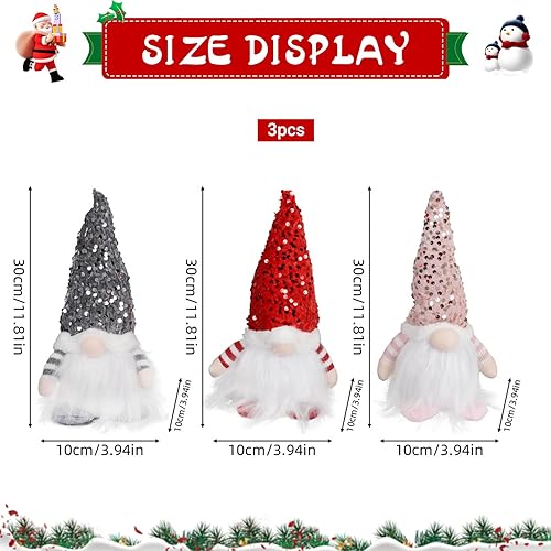Gnome de Noël Lumineux - 3 Pièces Lutin Farceur en Peluche avec Lumière et Musique - Deco Noël Elfe Nain - Nail Gallerys