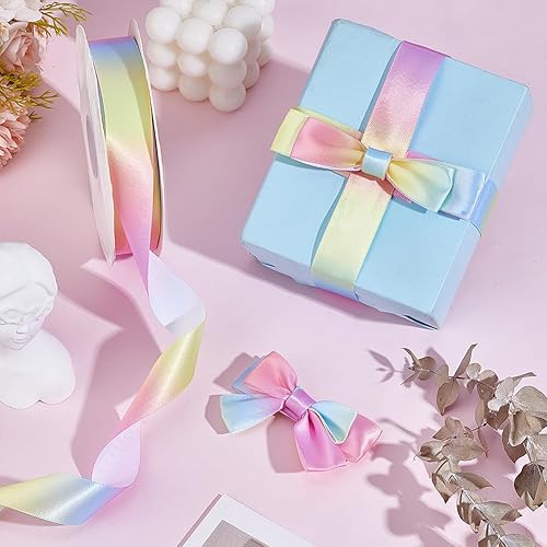 PH PandaHall 45.72m Ruban Arc en Ciel 25mm Rose Ruban Cadeau Double Face en Polyester Pastel Fleurs Nœuds pour Cheveux Emballage Cadeau - Nail Gallerys