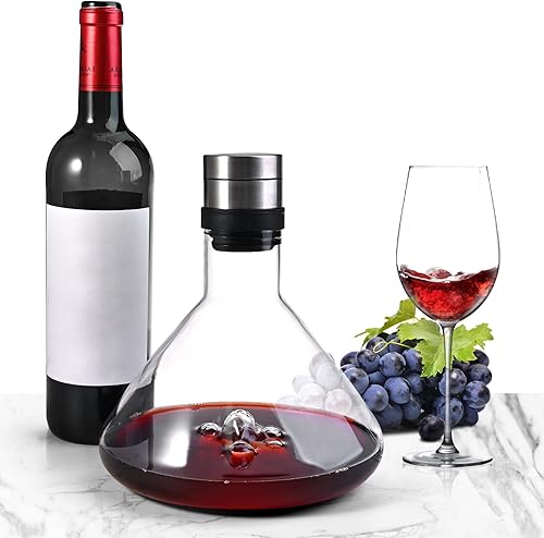 Cieex Carafe Vin Decanteur Carafe à Décanter Vin avec Billes de Nettoyage 2 en 1 Décantation Aération Carafe Vin Cadeau Créatif pour Amateurs de Vin - Nail Gallerys