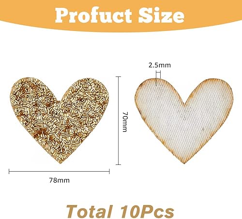 HOBBIESAY 10 Pcs Coeur Perlé Appliques Patches Dos avec TPU Doré Fer à Coudre sur Vêtements Patches Grand Plastique Paillettes en Forme de Coeur Badge la Réparation et la Décoration de Vêtements - Nail Gallerys