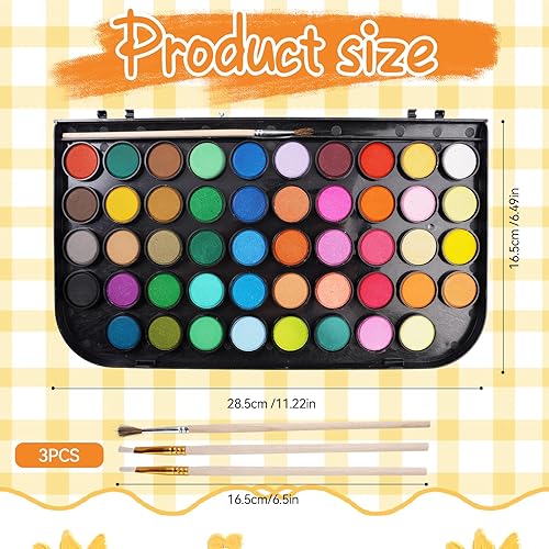 Peinture Aquarelle 48 Couleurs avec 3 Pinceaux et Palette, Adultes et Enfants, Kit Aquarelle Debutant Voyage Portable, Aquarelle école Standard pour Artistes, Peintres Amateurs,Cours D'art - Nail Gallerys