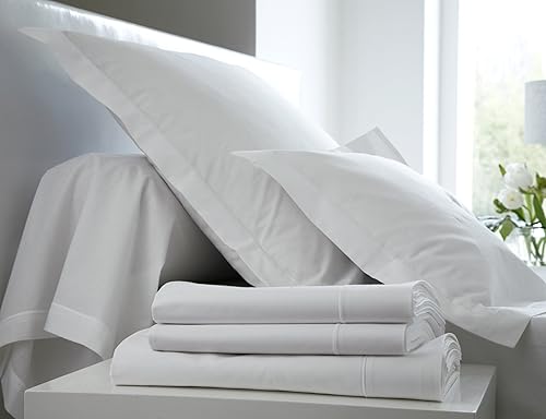 Blanc des Vosges Uni Percale Drap Housse Coton Blanc 200 x 200 Bonnet de 30 cm - Nail Gallerys