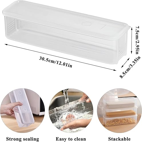 3 Pièces Boîtes De Rangement Rectangulaires Pour Pâtes, Pasta Box Avec Couvercle Hermétique, Boite Rangement Cuisine, Pour Céréale, Spaghetti, Farine, Cornflakes, d'Avoine, 30,5 * 8,5 * 7,5cm - Nail Gallerys