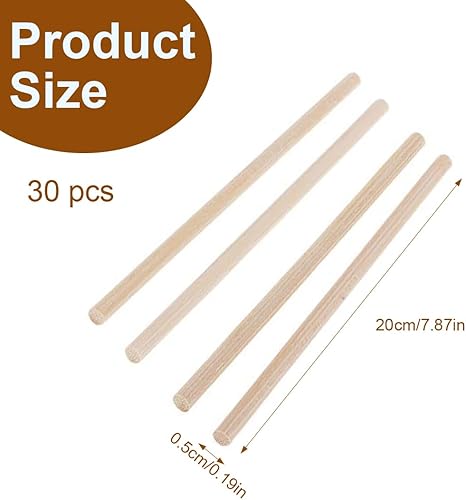 AEIOPRS 30 pcs Petits bâtonnets ronds en bois pour l'artisanat et les accessoires de bijoux DIY - Nail Gallerys