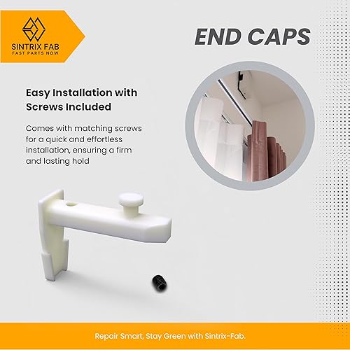 Sintrix-Fab Lot de 2 embouts avec vis – Compatible avec rails de rideaux IKEA VIDGA – Pièce de rechange pour pièce n° 146964/146965 – Bouchons de rail de rideaux flexibles pour camping-car, douche et - Nail Gallerys