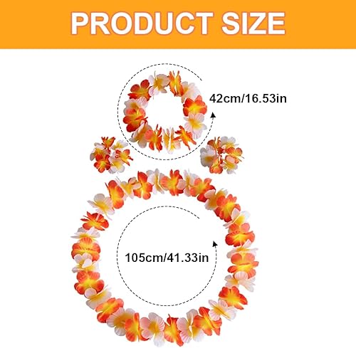 7 Pièces Colliers de Fleurs Hawaïennes Hula Luau Collier Bracelet Bandeau Hawaïen Colliers Fleurs Hawaïen Hawaiian Fleurs Guirlande Thème Décorations de Fête pour Luau Hawaiian Plage Mariage Pique - Nail Gallerys