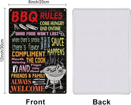 SUPERDANT Plaque Metal Vintage avec Règles de Barbecue « Always Welcome » Citations de Barbecue Plaque Murale Decorative en Métal Panneaux et Plaques Amusants Vintage Decoration - Nail Gallerys
