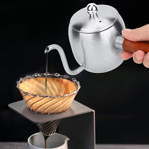 Cafetière Théière Ménage En Acier Inoxydable Café Goutte À Goutte Bouilloire Long Bec Bouilloire Goutte À Goutte Cafetière Pot Long Étroit Camping Bouilloire 500 ML pour La Cuisine(Argent) - Nail Gallerys