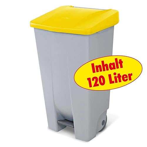 BRB Poubelle à pédale The Step Chief - 120 l - Jaune - Nail Gallerys