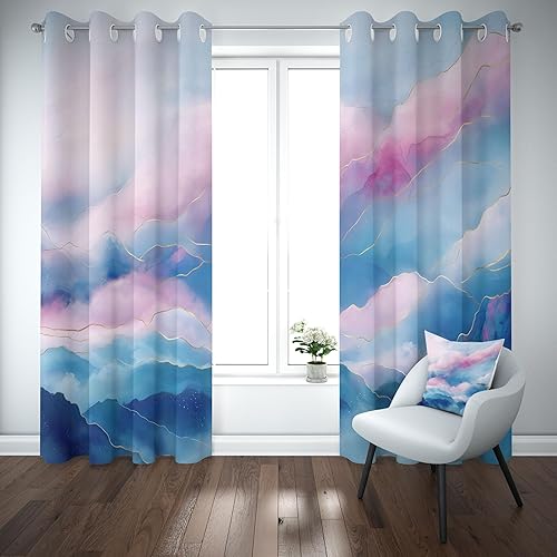 Sobhdga Tie Dye Aquarelle Rideau Thermique Isolant Anti Froid, Rideaux Simple Moderne Opaque Occultant pour Chambre, Draperies Interieurs a Oeillets 140l X 260h, Lot de 2 - Nail Gallerys