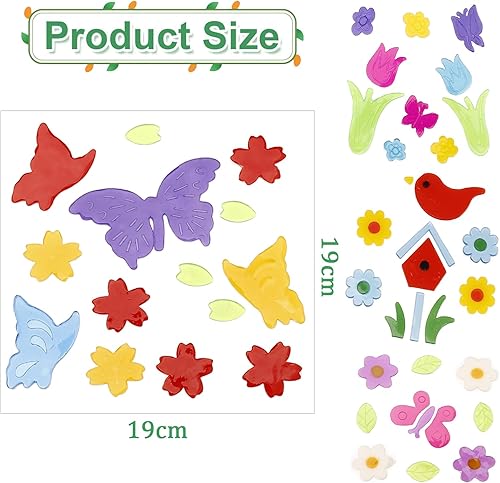 Nurila Lot de 40 autocollants d'été pour fenêtre - En gel - Pour enfants - Autocollants 3D pour fenêtre - Décoration en verre - Colorés - Saisonnier - Pour fenêtre - Nail Gallerys