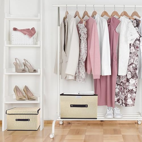 Uootach 2 Pièces Boîte de Rangement, Caisses de rangement 36cm*23cm*24cm, pliable avec couvercle, panier de rangement, coffre à jouets, pour ranger vêtements, livres, jouets, chaussettes(Blanc) - Nail Gallerys