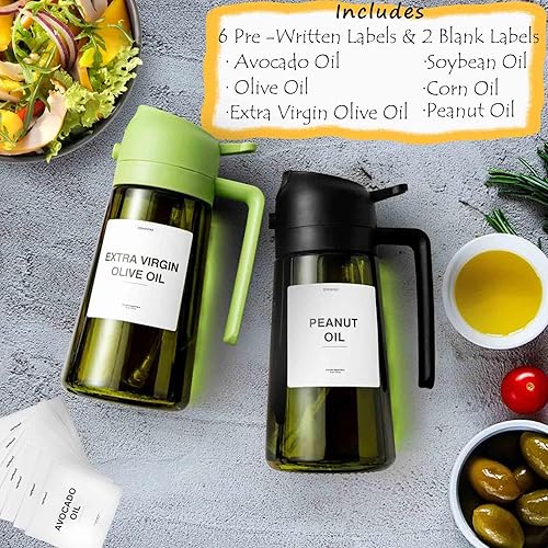 JIZHOUYAO Pulvérisateur d'huile foncée bloquant la lumière pour la cuisine, flacon distributeur d'huile d'olive 2 en 1 pour cuisine, noir - Nail Gallerys