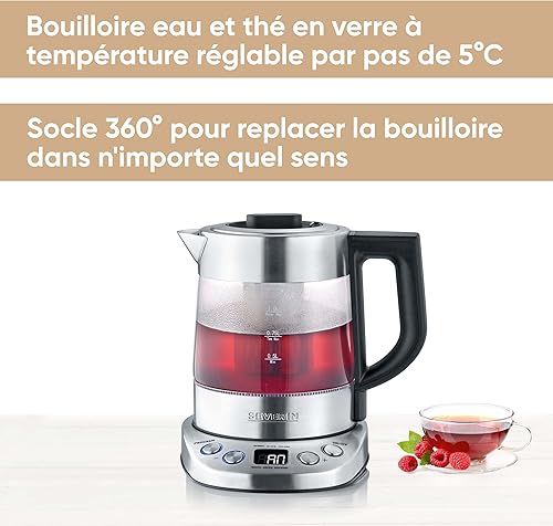 SEVERIN Bouilloire Eau et Thé, 1L, 2 200W, 5 Programmes d'Infusion Préréglés, Température et Temps Réglables, Verre/Inox, WK 3473 - Nail Gallerys