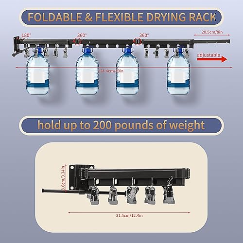 Longzhuo Étendoir à linge escamotable, extensible avec ventouse, forte capacité de charge pour balcon, chambre à coucher, salle de bain, linge (3 compartiments + 4 pinces) - Nail Gallerys