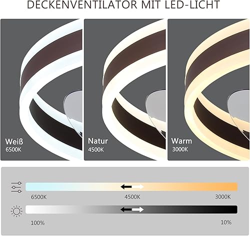 Ventilateur de plafond encastré de 16 pouces avec télécommande, profil bas, réversible, silencieux, gradable, ventilateur de plafond de lustre blanc pour chambre à coucher (noir) - Nail Gallerys