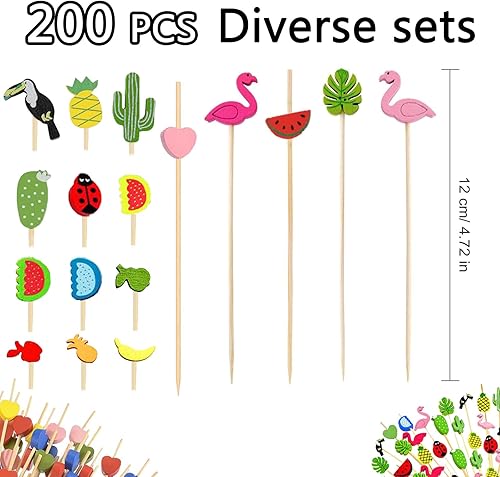 Yhuasia 200 Pièces Touillette Cocktail, Bambou Bois Bâton de Cocktail, 4,7Pouce Cure Dent Decoratif Aperitif, Mélangeur de Pics à Cocktail, Adapté pour Barbecue, Fête, Boissons - Nail Gallerys