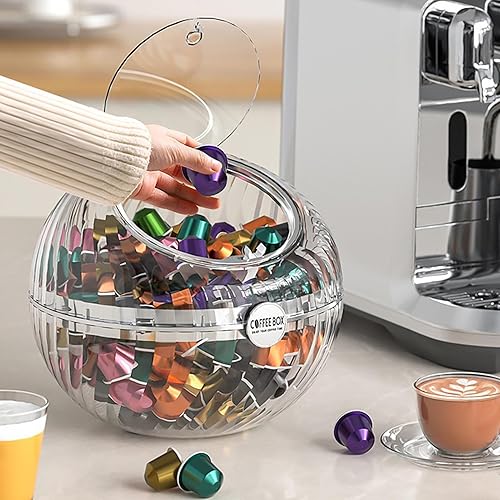 Générique Porte-pods À - Pot De Stockage Transparent Pour Les Gousses De, Support De Gousses De De Grande Capacité Avec Couvercle, Organisateur De Rangement De Thé Pour Comptoir De Cuisine, Burea - Nail Gallerys