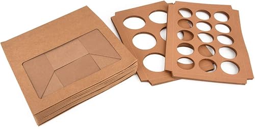 ewtshop® Lot de 12 boîtes à cupcakes, en papier kraft, boîte cadeau avec fenêtre, pour 2 tailles différentes de cupcakes - Nail Gallerys