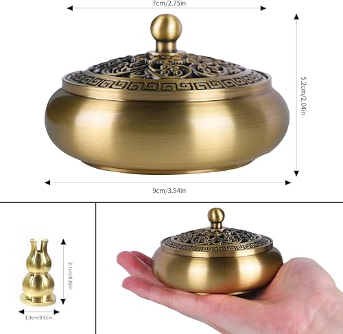 TAIYOU Brûleur d'encens vintage en laiton avec un petit support pour bâtons d'encens - Brûleur en métal - Fonctionne pour bâtons et cônes - Mini porte-encens pour chambre à coucher, aromathérapie, spa - Nail Gallerys