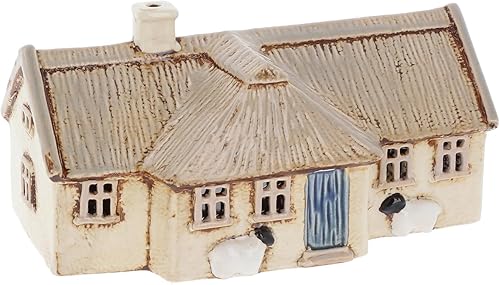 Shudehill Giftware Village Pottery Photophore en céramique Collection House Croft Houses – Rouge, chaume, Paille, Bleu Marine, Ardoise, crème ou Gris (Toit en Ardoise) - Nail Gallerys