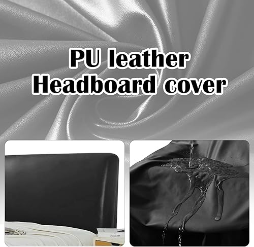 Ysislybin Housses de Tête de Lit, PU Cuir Couverture Anti-Poussière Élastique,Protecteur Antipoussière,Poussière Housse De Protection pour Tête de Lit Rembourrée,150CM - Nail Gallerys