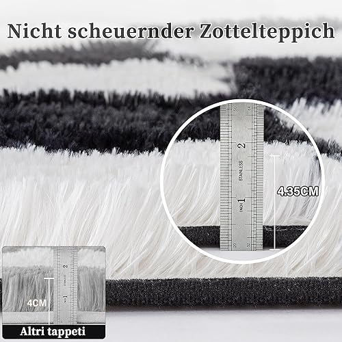 HUGEAR Tapis Salon Shaggy Damier Tapis Chambre Adulte Fille Doux Moelleux Descente de lit AntidéRapant Moderne Grand Tapis Rose Blanc Poudré 150×210cm Decoration Chambrel - Nail Gallerys