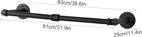 Tringle à vêtements murale robuste avec montage mural ou au plafond en tubes solides pour chambre à coucher / cuisine (81,5 x 27 x 8,5, couleur : noir) - Nail Gallerys