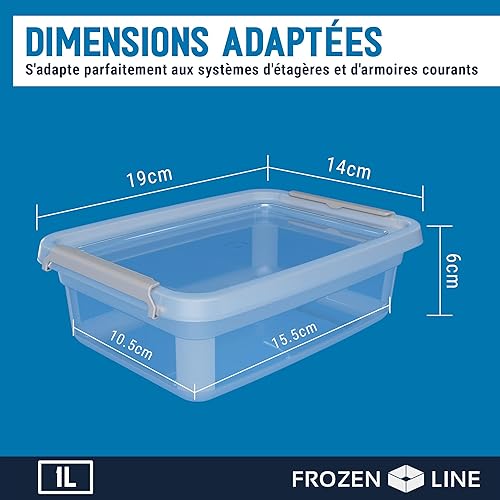 ATHLON TOOLS Lot de 12 boîtes de rangement de 2 l avec couvercle - Petites boîtes de rangement - 100 % neuves - Transparentes - Sans BPA - Boîtes empilables - Clips de fermeture gris - Presque - Nail Gallerys