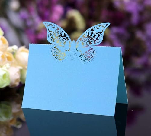 GIVBRO Lot de 50 cartes de table en forme de papillon creux pour décoration de fête et de mariage Bleu - Nail Gallerys