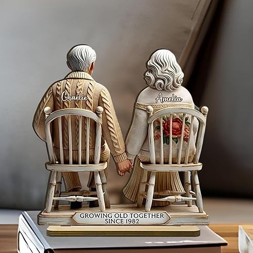 Niesel Statuettes Vieillir Ensemble,Décoration de Table Modèle en Bois pour Couple | Ornement Symbolique d'amour Éternel en Bois pour Épouse Mari Amie ou Mère - Nail Gallerys