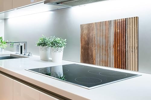 MuchoWow Credence Structure en Fer avec des tôles ondulées rouillées Fond de hotte 70x50 cm Credence Aluminium Plaque INOX de Cuisine - Nail Gallerys