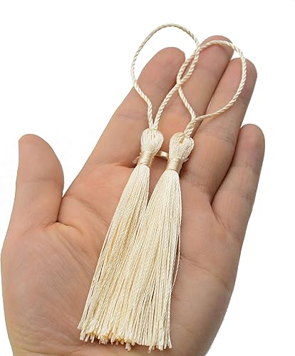 100pcs 13cm / 5 Pouces Silky Floss Signet Glands avec Boucle de Cordon de 2 Pouces et Petit Noeud Chinois pour la Fabrication de Bijoux, Souvenirs, Signets, Accessoire de Bricolage Artisanal - Nail Gallerys