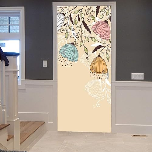 A.Monamour Sticker Porte Autocollant Poster de Porte 3D Chats Drôles De Bande Dessinée Doodle Dessin Croquis Thème Animal Vinyle Affiche de Porte Sticker Mural Papier Peint Art Décor 77x200cm - Nail Gallerys