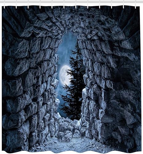 ABAKUHAUS Carte île Rideau de Douche, Vieux Papiers Carte au trésor, Tissu Ensemble de Décor de Salle de Bain avec Crochets, 175 cm x 240 cm, Brown Beige - Nail Gallerys