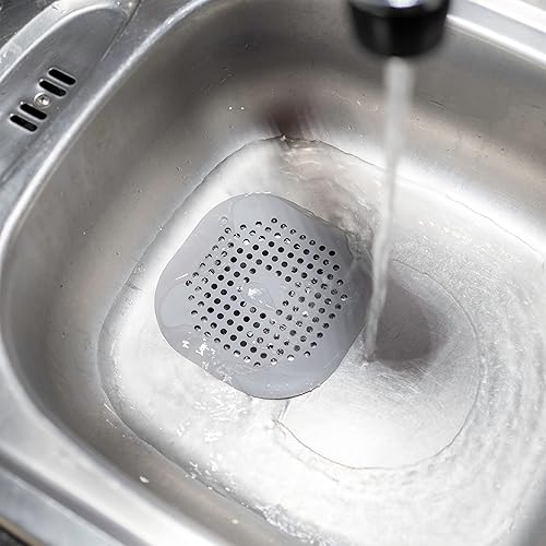 Crépine de vidage Universelle, 2 pcs, en Gris, en TPR, Ø 14 x 14 cm, avec 4 ventouses pour Une Bonne Tenue, pour Les vidages jusqu'à Ø 10 cm, crépine de vidage évier, lavabo, Baignoire, Douche - Nail Gallerys