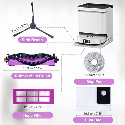 Kit d'accessoires pour EUREKA J15 Pro Ultra Aspirateur Robot, 1 Brosse Rouleau Principale, 4 Filtres HEPA, 4 Lingettes, 4 Brosses Latérales, 4 Sacs à Poussière, 1 Brosse de nettoyage - Nail Gallerys