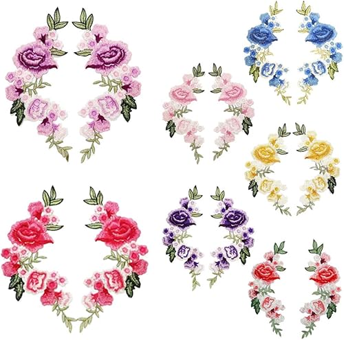 Anawakia Patchs Brodés Fleur Coudre sur Les Patchs Rose Patch pour Jeans, Vêtements 2 pcs (Rose Rouge) - Nail Gallerys