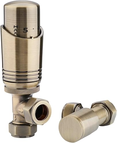 Robinets de Radiateur en Laiton Vieilli, Robinets de Radiateur en Laiton, Robinets de Radiateur Anthracite,Robinets de Radiateur Droits,Robinet Thermostatique de Radiateur avec Valve Lockshield (15mm) - Nail Gallerys