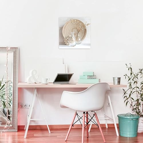 Ceanothe Tableau sur verre vase avec épille 45x45 cm - Impression Image Haute Définition Pour Décoration Murale avec Finition Brillante Fabriqué en France - Nail Gallerys