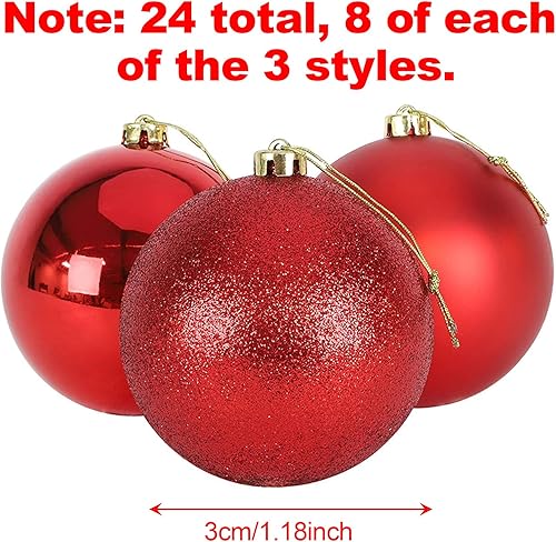 KASESSS 24 Pièces Boule de Noel Rouge, Boules de Noel Mini de 3 CM de Diamètre, Plastique Boule Noel, Suspendre Boules Sapin de Noel, Decoration Noel Sapin Boules pour l'Intérieur et l'Extérieur - Nail Gallerys