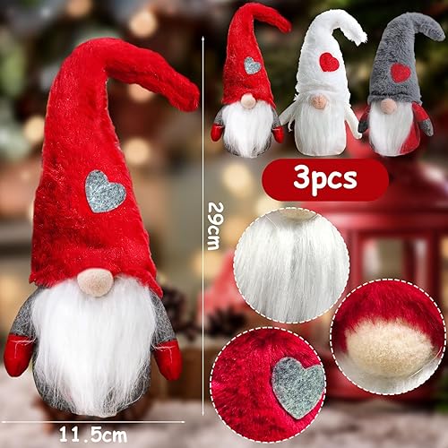 ENCOUN GNOME de Noel, 3Pcs, 29cm, Père Noël, Lutin de Noël, Peluche Elfe Décoration pour Cheminée, Halloween, Thanksgiving - Nail Gallerys