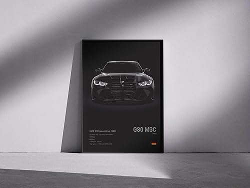 Poster BMW M3C G80 au format 40x60 cm sans cadre | impression sur toile haute qualité | décoration murale moderne idéale pour chambre, bureau ou garage | parfait pour passionnés d'automobiles - Nail Gallerys