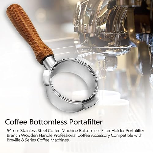 Porte-filtre sans fond 54 mm pour être utilisé avec les séries Breville/Sage Barista BES880, BES878, BES875, BES870, BES840, BES810, BES500, Barista Express-Design Amovible-Palissandre-3 Ears - Nail Gallerys