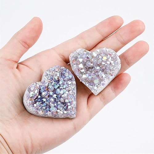 ANCLLO Améthyste Naturelle Cluster Coeur - Améthyste Couleur Galvanisée En Forme Pour La Décoration De La Maison, Cristaux De Guérison Amour Pierres Pour Chakra Reiki Équilibrage - Nail Gallerys