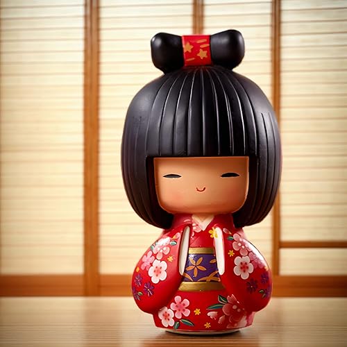Kokeshi Poupée Geisha japonaise authentique, artisanat exquis en résine, décoration culturelle japonaise parfaite, 10,9 x 7,1 x 31 cm - Nail Gallerys