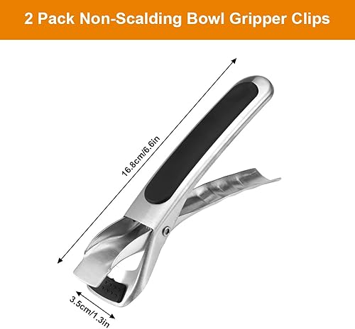 2 Pièces Pince Attrape Plat Chaud, Antidérapante, Pinces Anti-Brûlure en Acier Inoxydable, Pince Air Fryer, Anti-BrûLure Bol Clip de Cuisine pour Bol Chaud, Micro-Ondes, Four, Marmites - Nail Gallerys